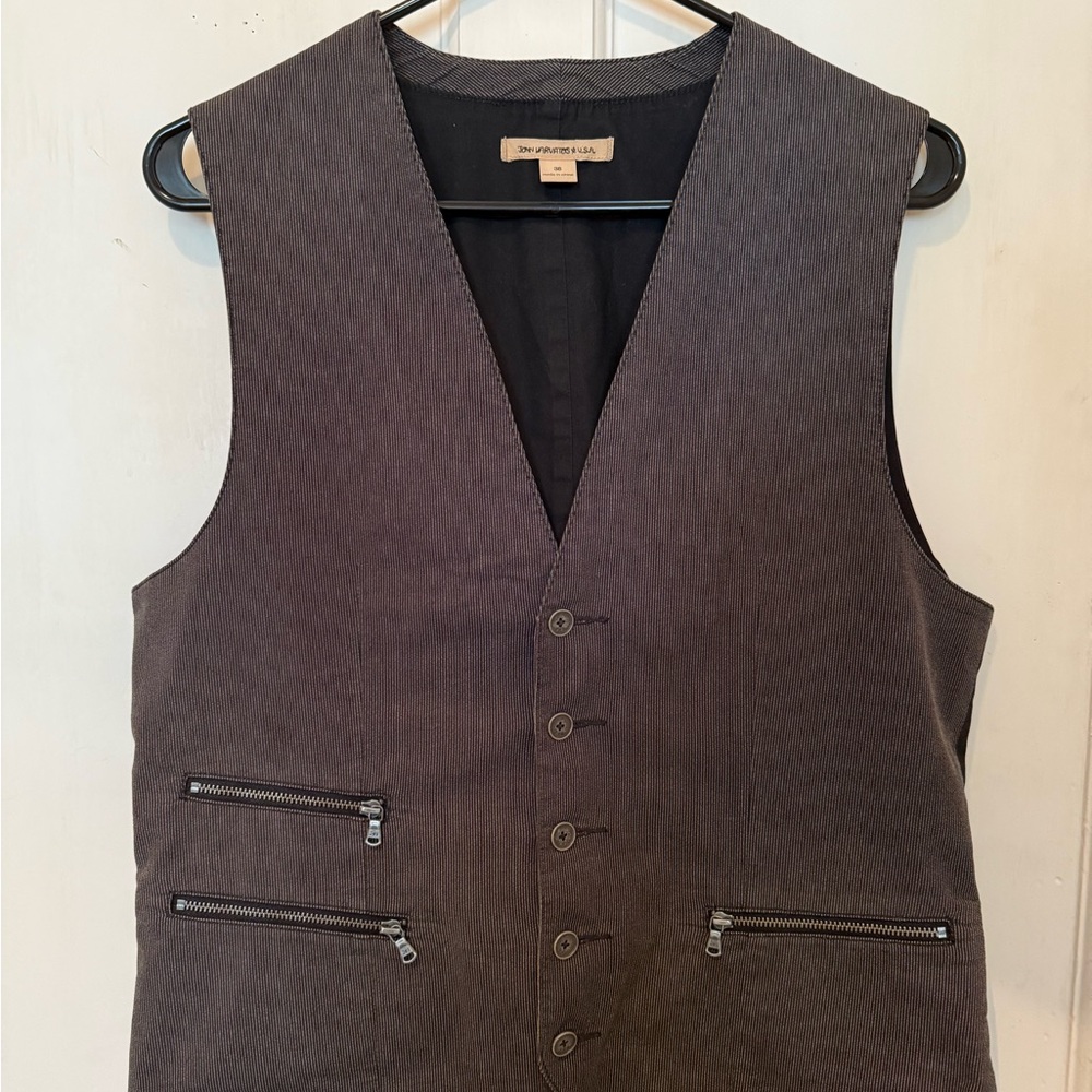 John Varvatos Zippered Pockets Dark Gray Vest